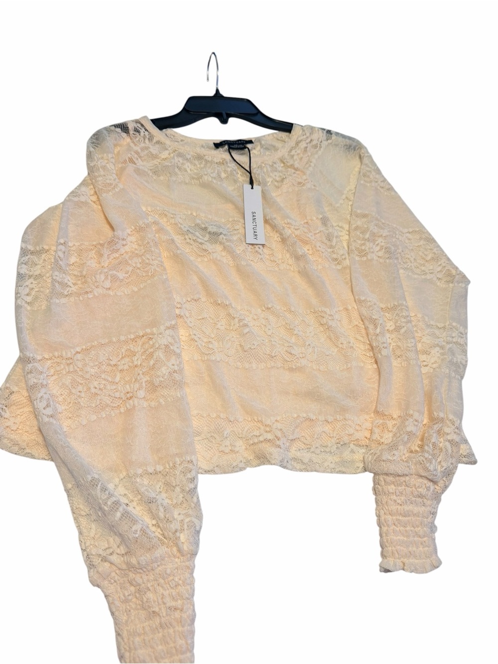 Sanctuary Cream Lace Long-Sleeve Peasant Blouse
